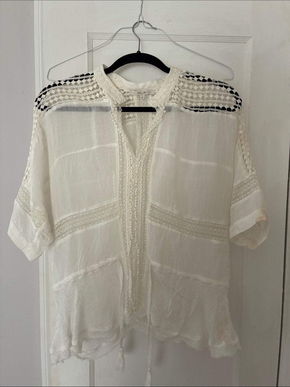 Miss Me Cream Lace Crochet Boho Blouse